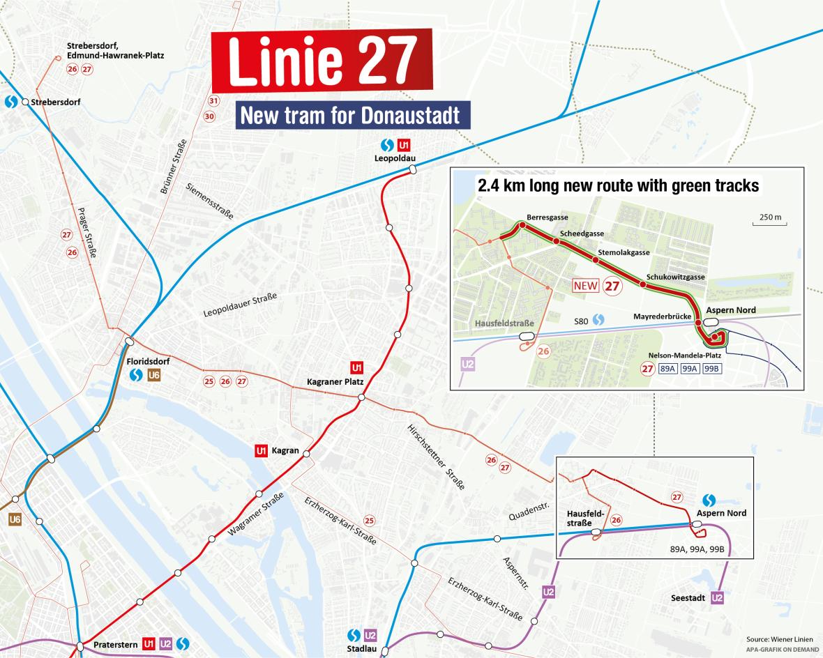 The illustration shows the route of the new line 27