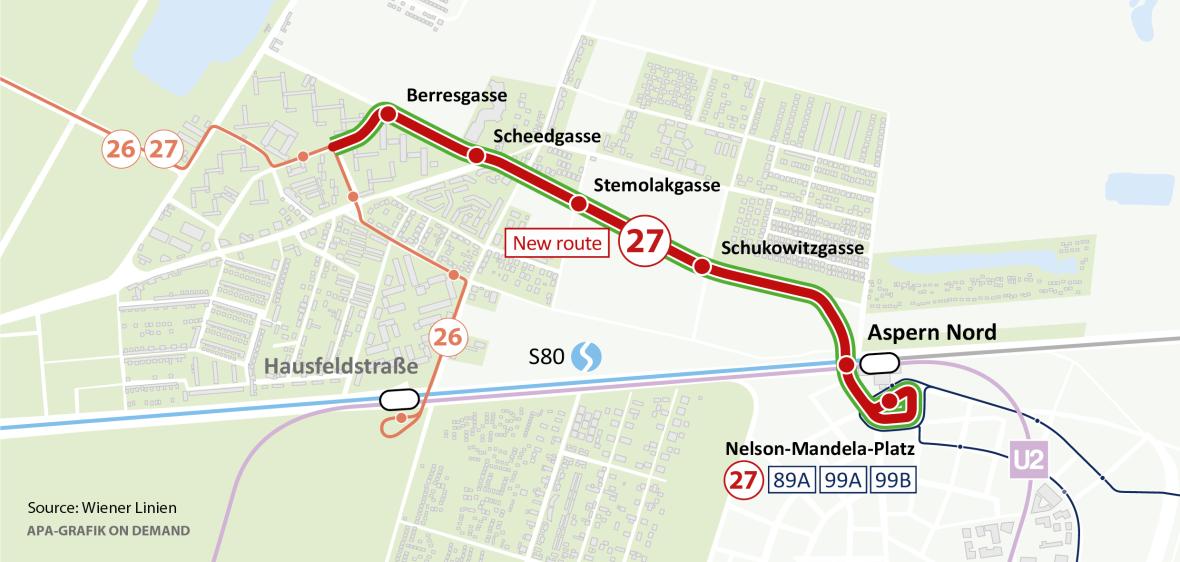 New section of the route of line 27
